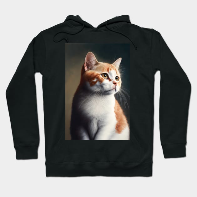 orange and white cat looking off in the distance - CGI style Hoodie by KoolArtDistrict